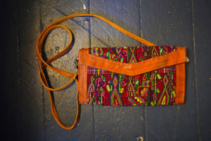 Huipili and Leather Clutch Purse