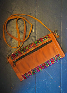 Huipili and Leather Clutch Purse