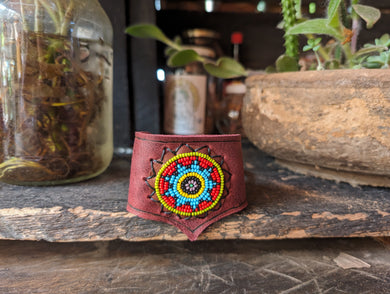 San Pedro Leather Beaded Cuff #3
