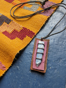 Kyanite and Leather Pendant 4