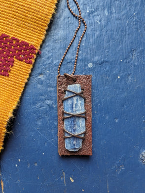 Kyanite and Leather Pendant 3