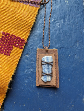Kyanite and Leather Pendant 2