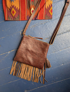 Brown Fringe Huipil Purse 1