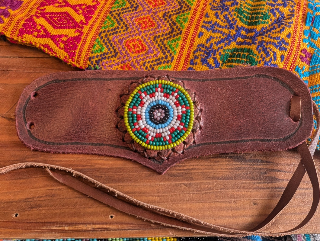 Leather Beaded San Pedro Cuff 10