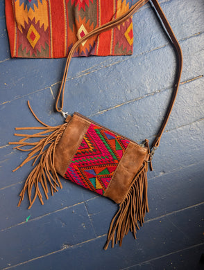 Brown Fringe Huipil Purse 3