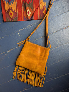 Tan Fringe Huipil Purse 1