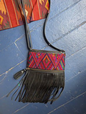 Black Fringe Huipil Purse 1