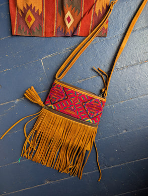 Tan Fringe Huipil Purse 2