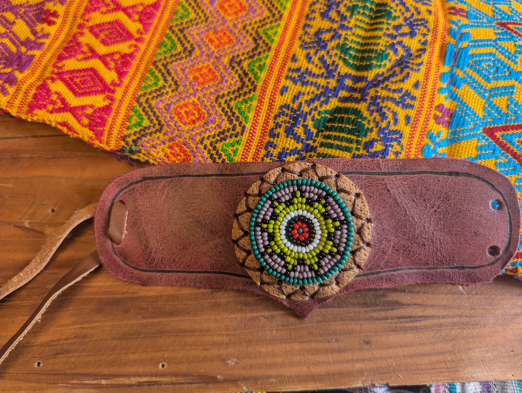 Leather Beaded San Pedro Cuff 8