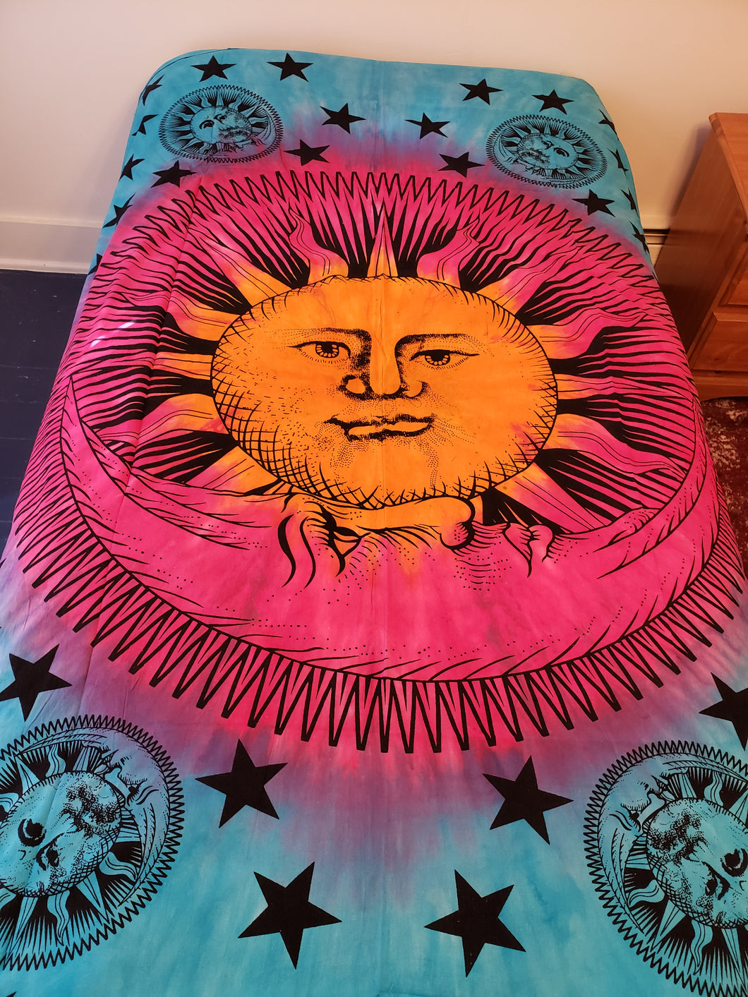 Tie Dye Sun Moon tapestry