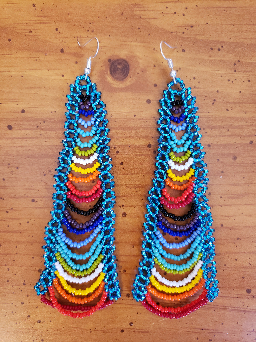 Metallic Blue Rainbow Earrings
